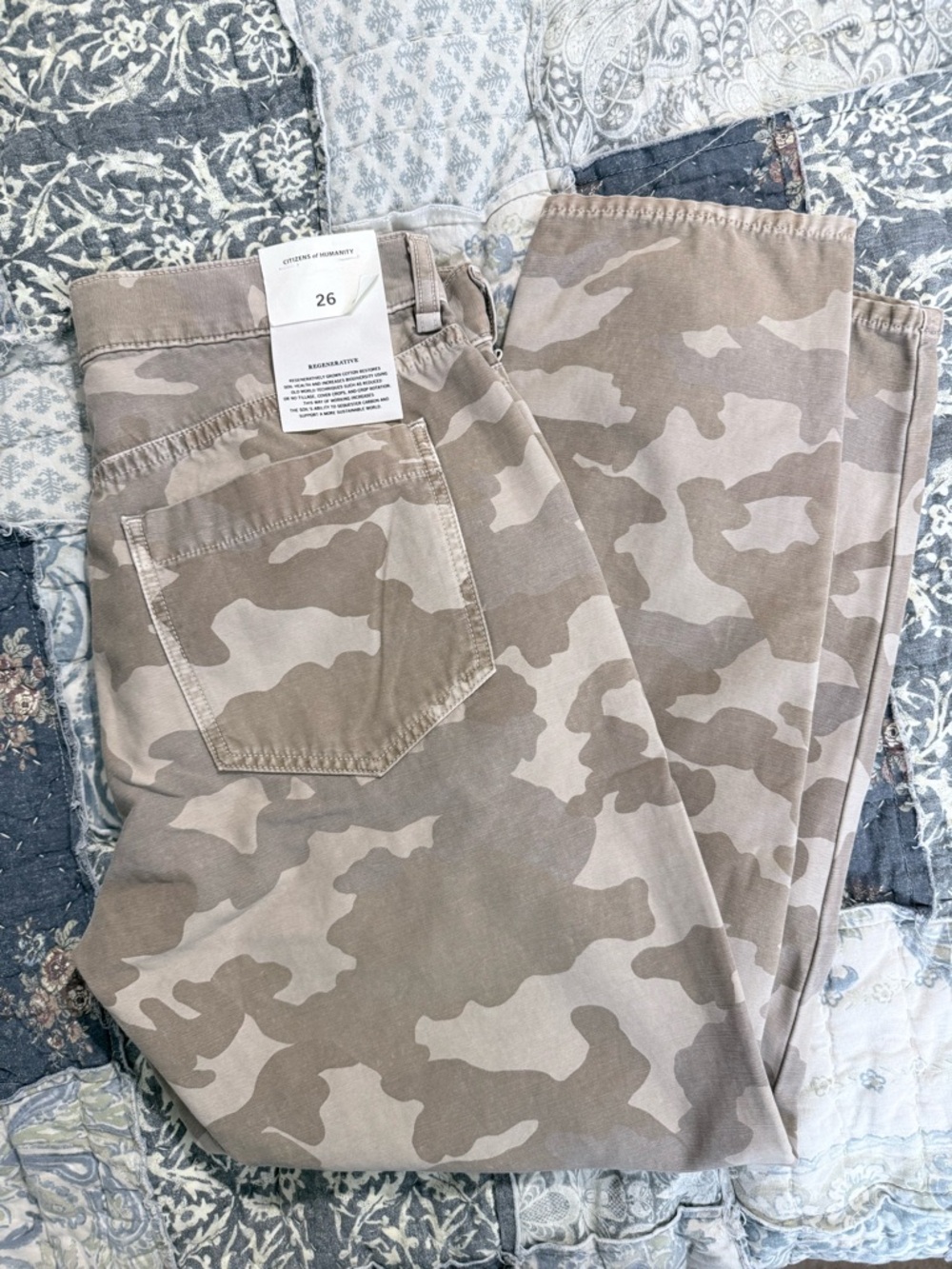 Citizens Of Humanity women’s Straight Camo Jeans in Taupe & Beige